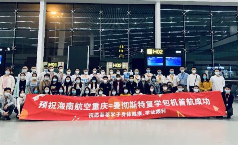 7,000 Chinese students arrive in Manchester on specially chartered flights following huge multi-agency effort