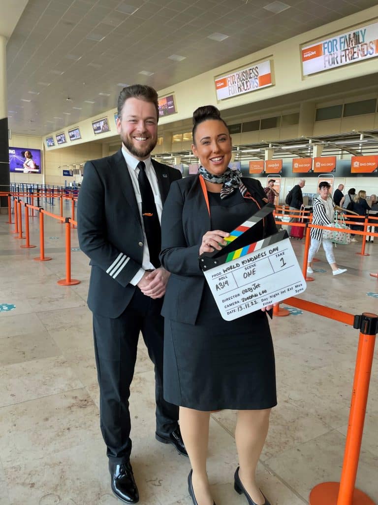 easyJet and easyJet holidays celebrate World Kindness Day by surprising passengers with free flights and holidays at Liverpool airport