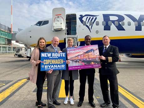 Ryanair’s first Liverpool to Copenhagen flight takes off