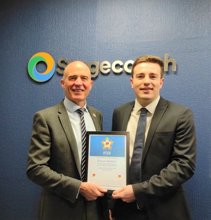 <strong>STAGECOACH OPERATIONS MANAGER PRAISED FOR HEROIC ACTIONS, AS BRAVERY HELPED TO SAVE MAN FROM VIOLENT ATTACK</strong>