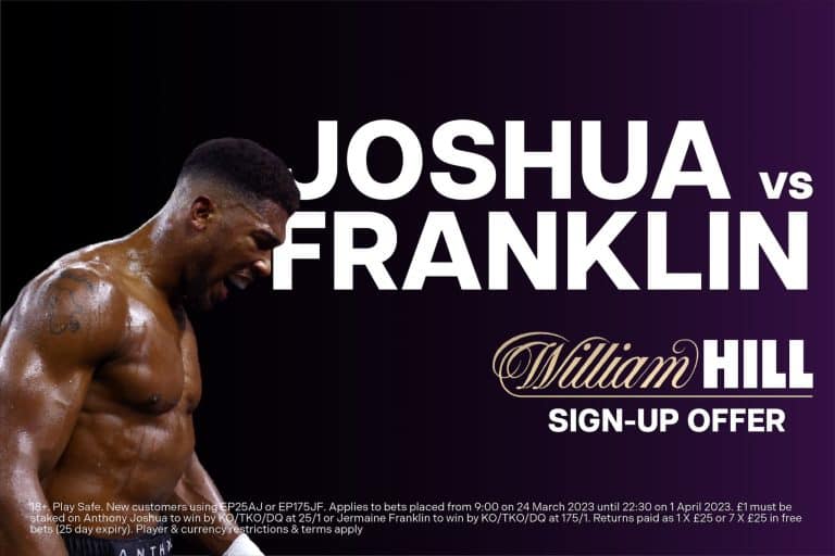 William Hill Enhanced Odds Offer: Anthony Joshua at 25/1 or Jermaine Franklin at 175/1