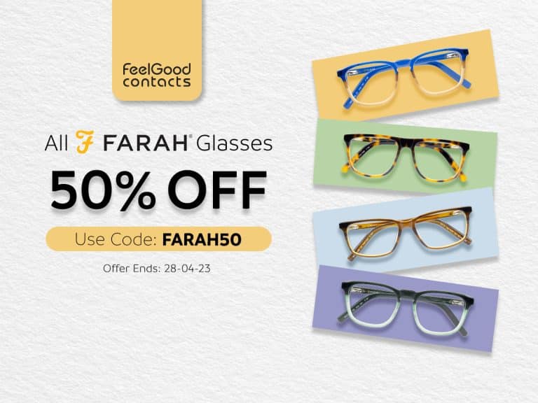 Customers of Feel Good Contacts Enjoy 50% Off Farah Brand Glasses